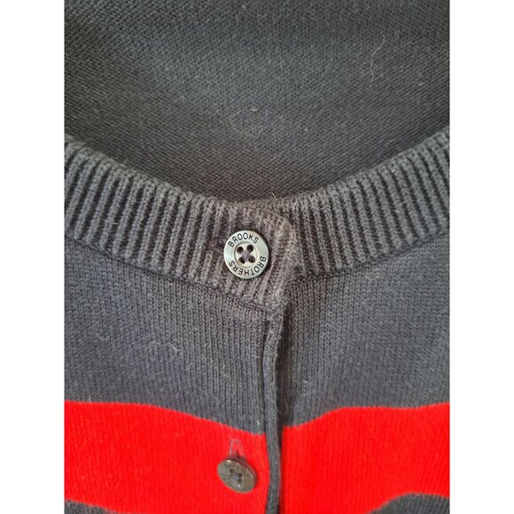 Brooks Brothers Cardigan Sweater Womens Black  Red Striped Cotton Med Minimalist - Picture 3 of 8